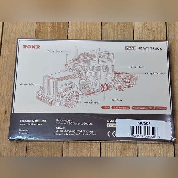 ROKR Heavy Truck 286 Piece Wooden Puzzle Semi Big Rig Long Haul Trucker No Glue - Picture 3 of 3